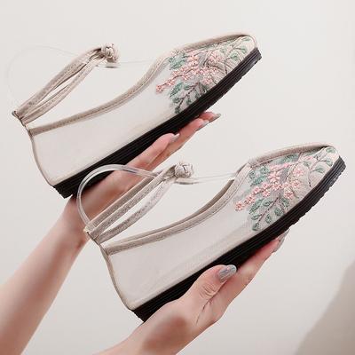 Сетчатые туфли женские на желатиновой подошве женские туфли в этническом стиле с пряжкой женские туфли с неглубоким носком низкие балетки