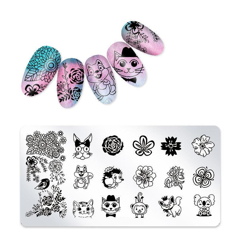 Прочная металлическая пластина для стемпинга ногтей с различными узорами для нейл-арта - 12 x 4 см