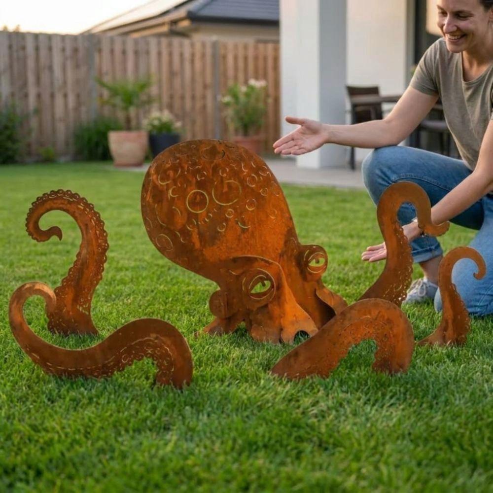Rustic Giant Nautical Animal Sculpture Vintage Iron Animal Lawn Stake Ornament Park Decoration