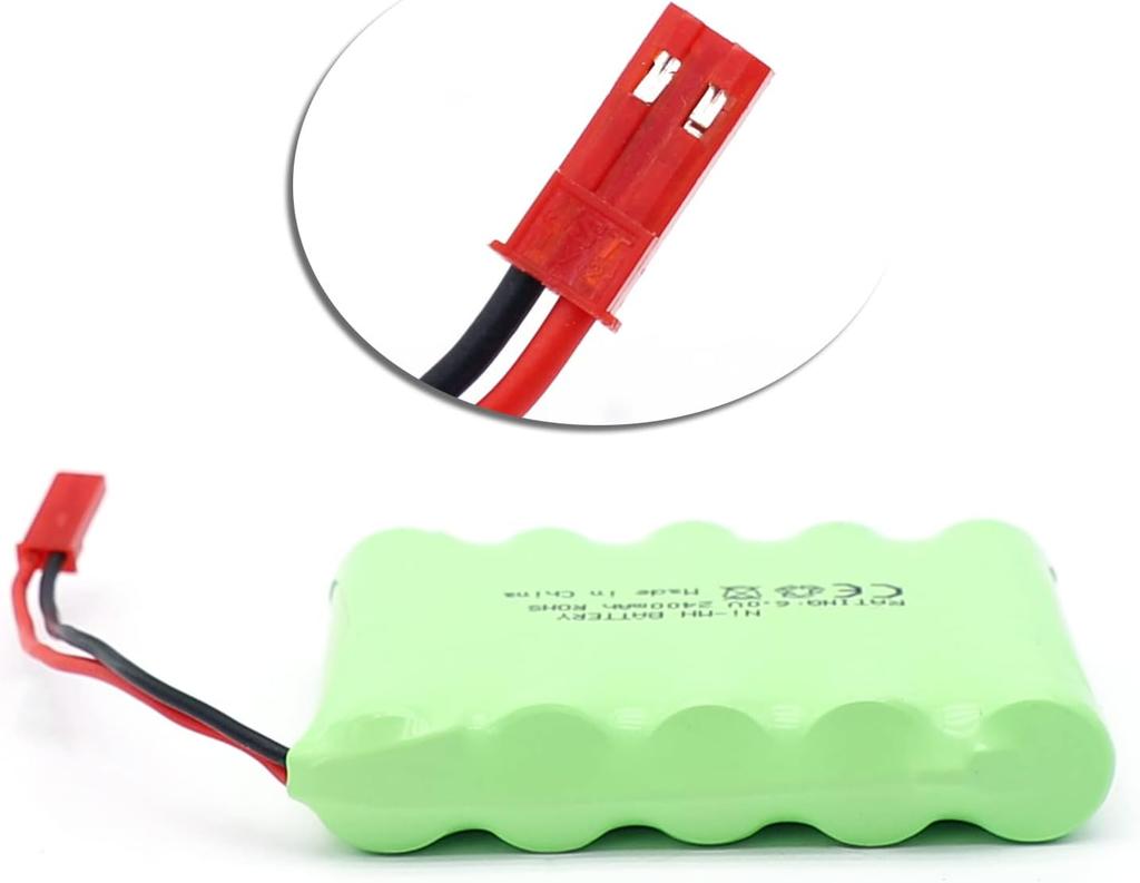 RC Battery 6V 2400mAh Rechargeable Ni-MH AA with JST Plug – For RC Cars, Boats, Tanks, Power Tools