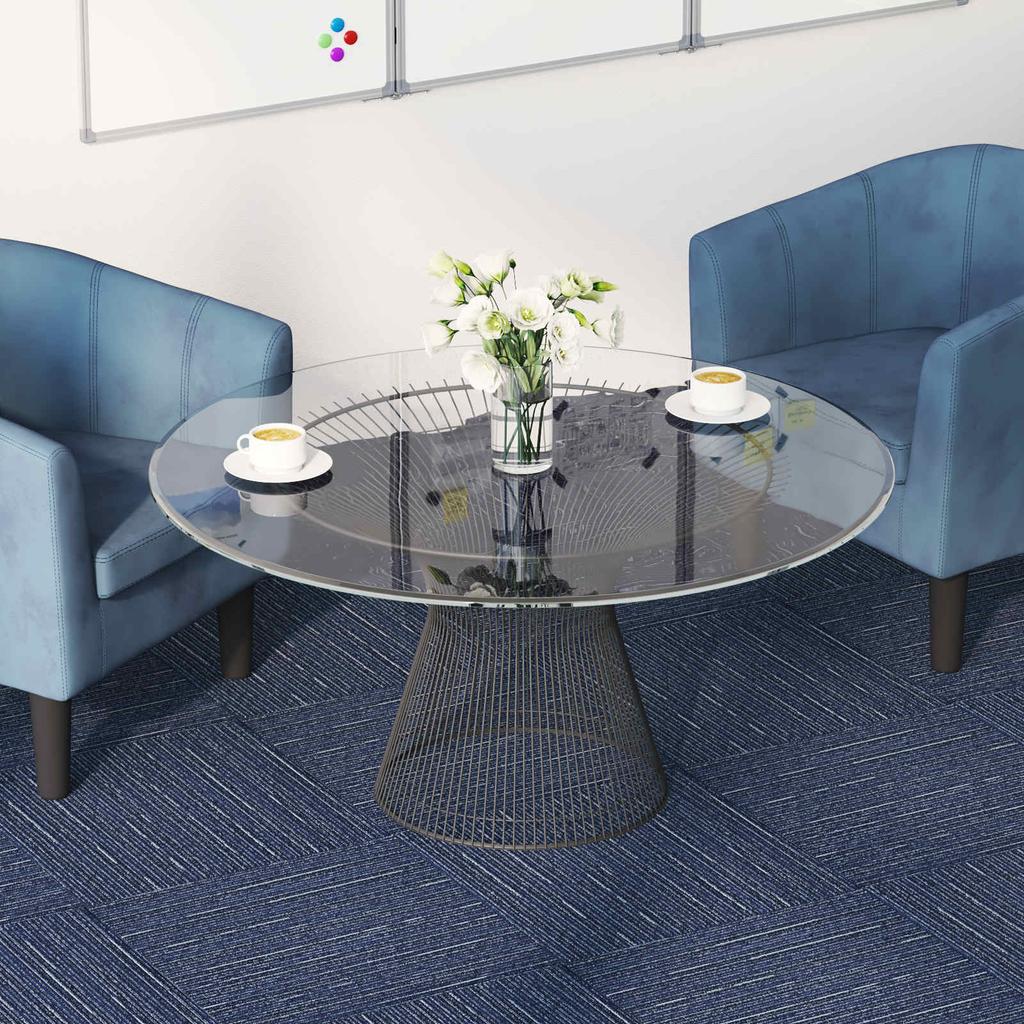Striped Blue Carpet Tile 50 x 50 cm 4 pcs PP and Bitumen