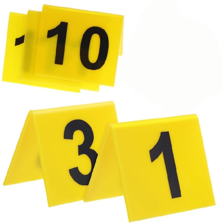 Set of 10 Plastic Crime Scene Markers for Forensic Reenactments Educational Activities and Themed Celebration