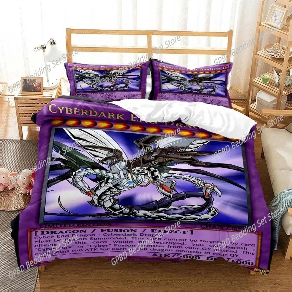 Аниме Yu-Gi-Oh Игровой Карточный Комплект Постельного Белья Для Спальни Мягкое Современное Покрывало Удобное Детское Пододеяльник Чехол для Одеяла и Наволочка