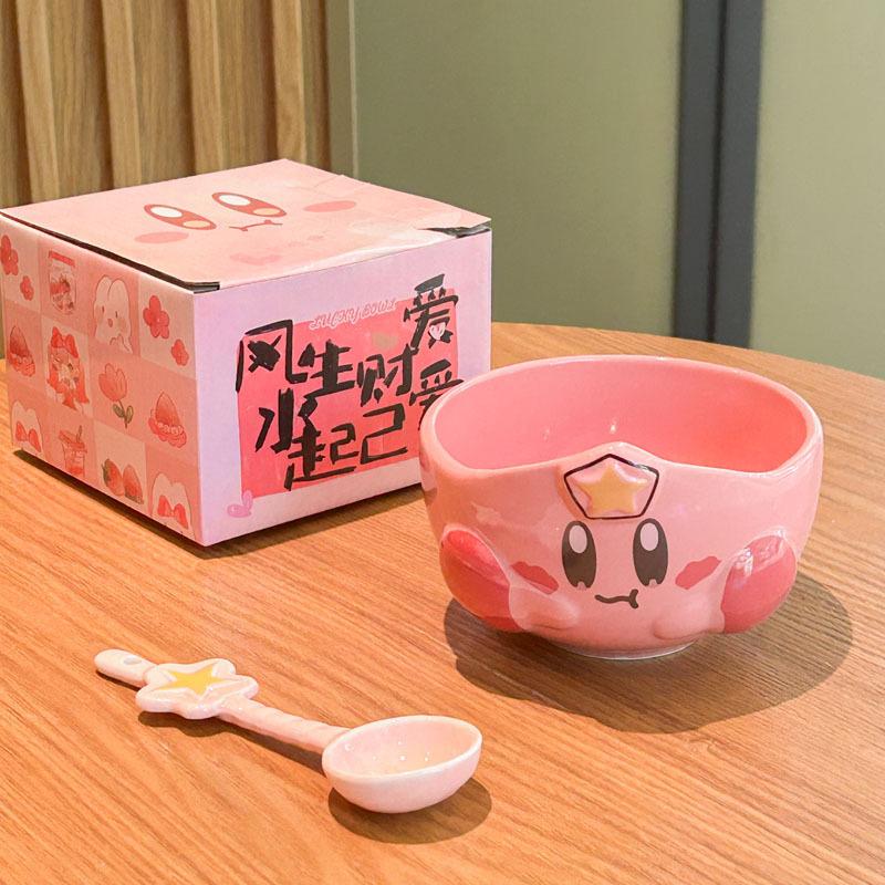 Star Kirby Cartoon Peripheral Ceramic Rice Bowl Personal Dining Bowl Special Beautiful Bowl Children'S High End Home Furnis