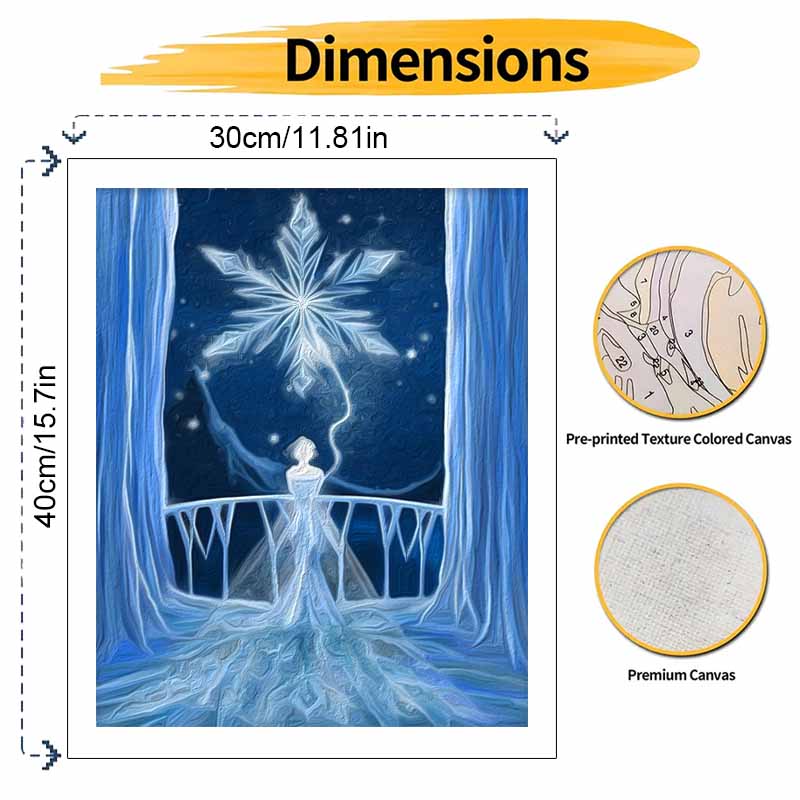 Disney Oil Painting DIY Digital Painting HandPainted Snowflake Princess Wall Art for the Living Room or Entryway.