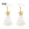 Christmas Party Fashion Accessories 1 Pair Tree Earrings, Glitter Acrylic Star Xmas Shape Decorative Earrings for Outfits Dangle Holiday Festive