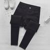 Korean Style Smoky Grey Skinny Jeans with Elastic High Waist for Women
