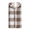 Женский темпераментный кардиган в клетку с капюшоном и плюшевым жилетом