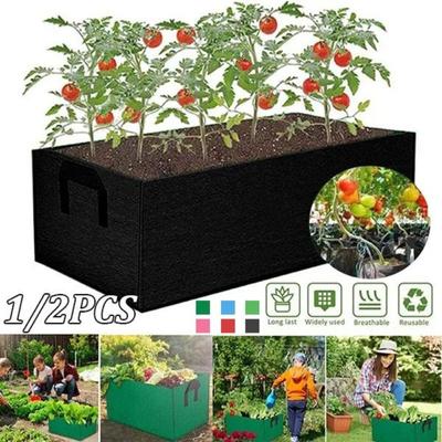 Тканевая садовая кровать, квадратный фетр, садовая сумка для выращивания цветов, сумка для посадки овощей, горшок для цветов с ручками, сумка для посадки