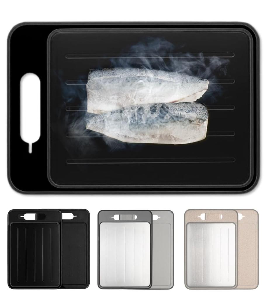 [Featured On Cookpad Plus] Cutting Board, Defrosting Plate, Grater, Sharpener, Non-Slip (Black, 31 X 21 Cm)