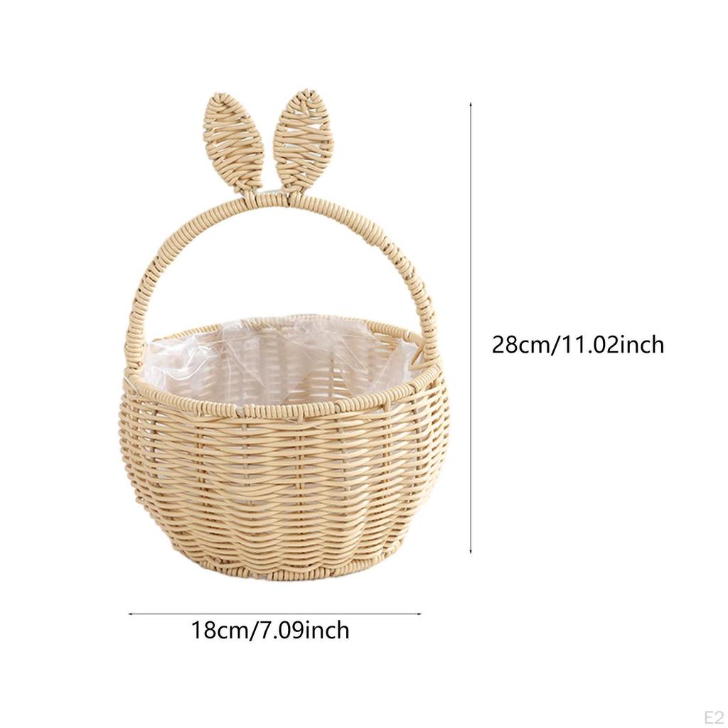 Корзина для хранения из искусственного ротанга, корзина для фруктов, домашняя с ручкой и подкладкой из плетеного цветка для