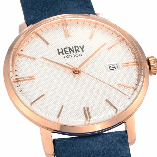 HENRY LONDON REGENCY SUEDE HL40-S-0358 Men's Watch, Blue