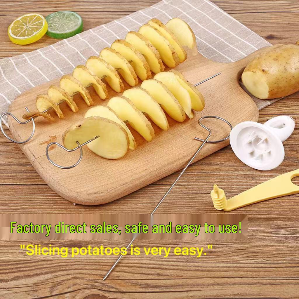 Large Hand-Crank Spiral Potato Slicer and Skewer Maker