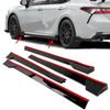 Комплект боковых юбок в спортивном стиле TRD для Toyota Camry 2018-2022 - Черный с красной окантовкой