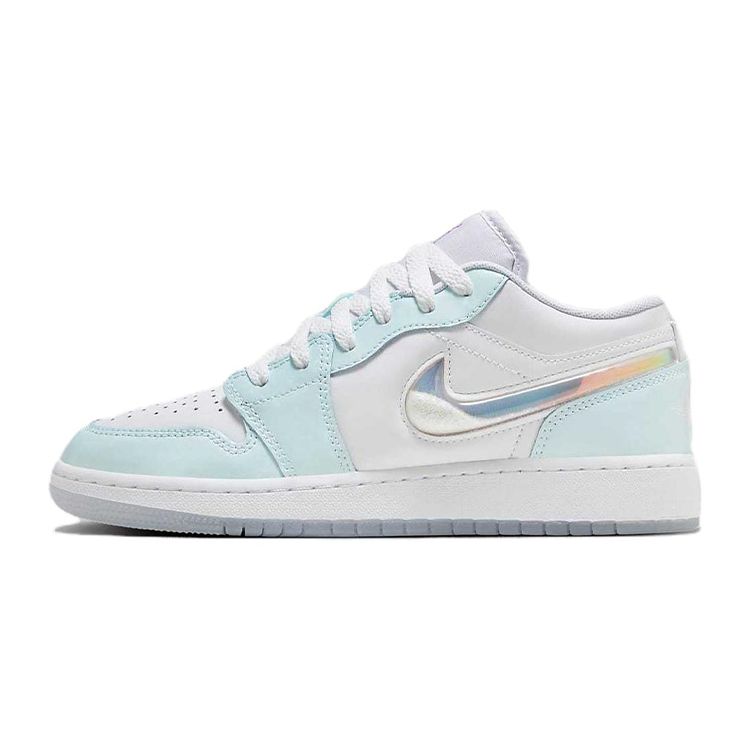 Детские кроссовки Air Jordan 1 Low SE GS Glacier Blue разноцветные белые суперфиолетовые HJ3481-491