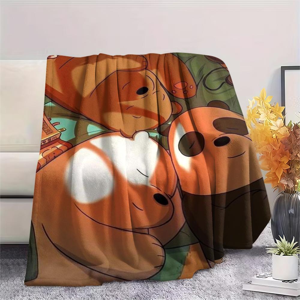 1PC We Bare Bears Print Flannel Blanket, High quality Comfortable for All Seasons, Home Decor, Warmth and Comfort, Perfect for Christmas Gifts244