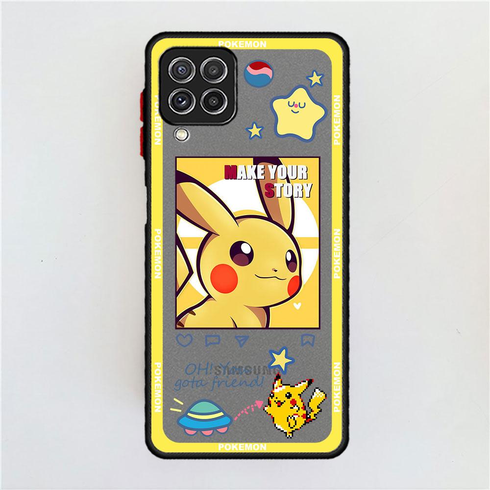 Pokemon Pikachu Cute Matte Case For Samsung Galaxy A52 A12 A51 A32 A21s A71 A32 5G A12 A22 A53 A70 A50 A30 Hard Phone Shell