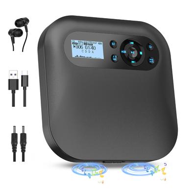 CD-плеер Desobry с Bluetooth, FM и записью, перезаряжаемый 2000 мАч, 5 эквалайзеров, пропуск треков, карта MicroSD, возобновление воспроизведения, AUX-вход. Идеально подходит для изучения языков и