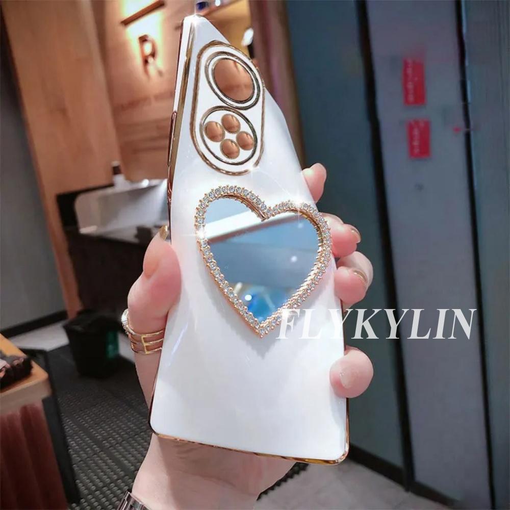 Для Samsung A53 A33 A13 A14 A54 A04 A34 A24 A05 A35 A55 A25 A15 Зеркало любви с хрустальной цепочкой Гальванизированный мягкий чехол