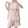 Anti-bumping pajamas women's summer vest shorts set cotton and silk loungewear can be worn outside loose large size sweet and cute