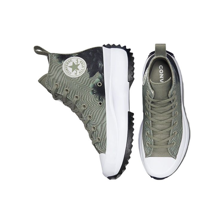 Converse Run Star Hike Платформа Повседневные Прочные Высокие Кеды из Канваса Унисекс Кроссовки Зеленые A00833C