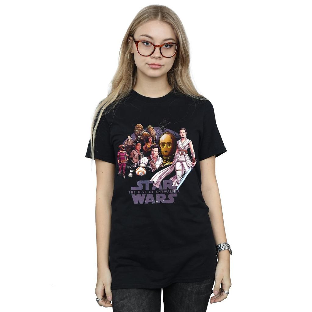 Star Wars The Rise Of Skywalker Womens/Ladies Resistance Rendered Group Cotton Boyfriend T-Shirt