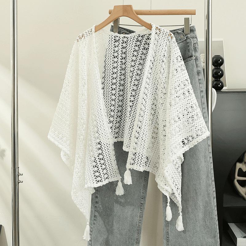 Ethnic style shawl Yunnan Lijiang West Sichuan travel wear Xinjiang Xizang knitted cape cape outside scarf women