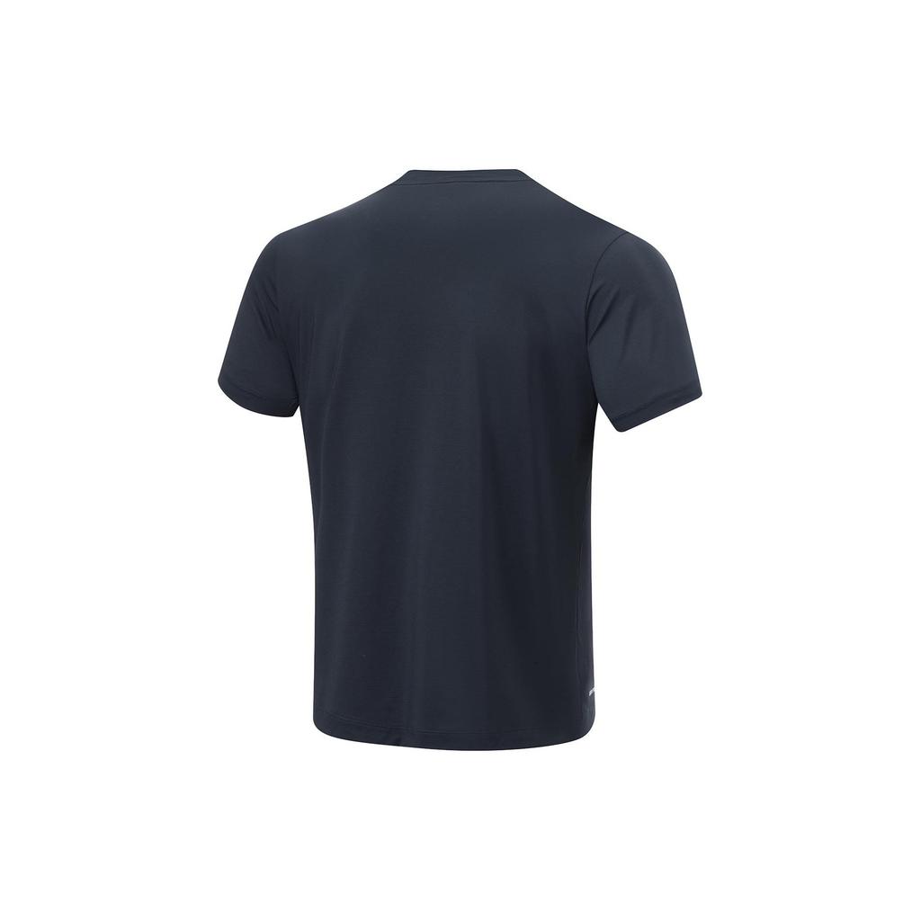 Li-Ning Футболка с коротким рукавом Fitness Series Brand Logo, влагоотводящая, быстросохнущая, мужская, темно-синяя ATSU417-8