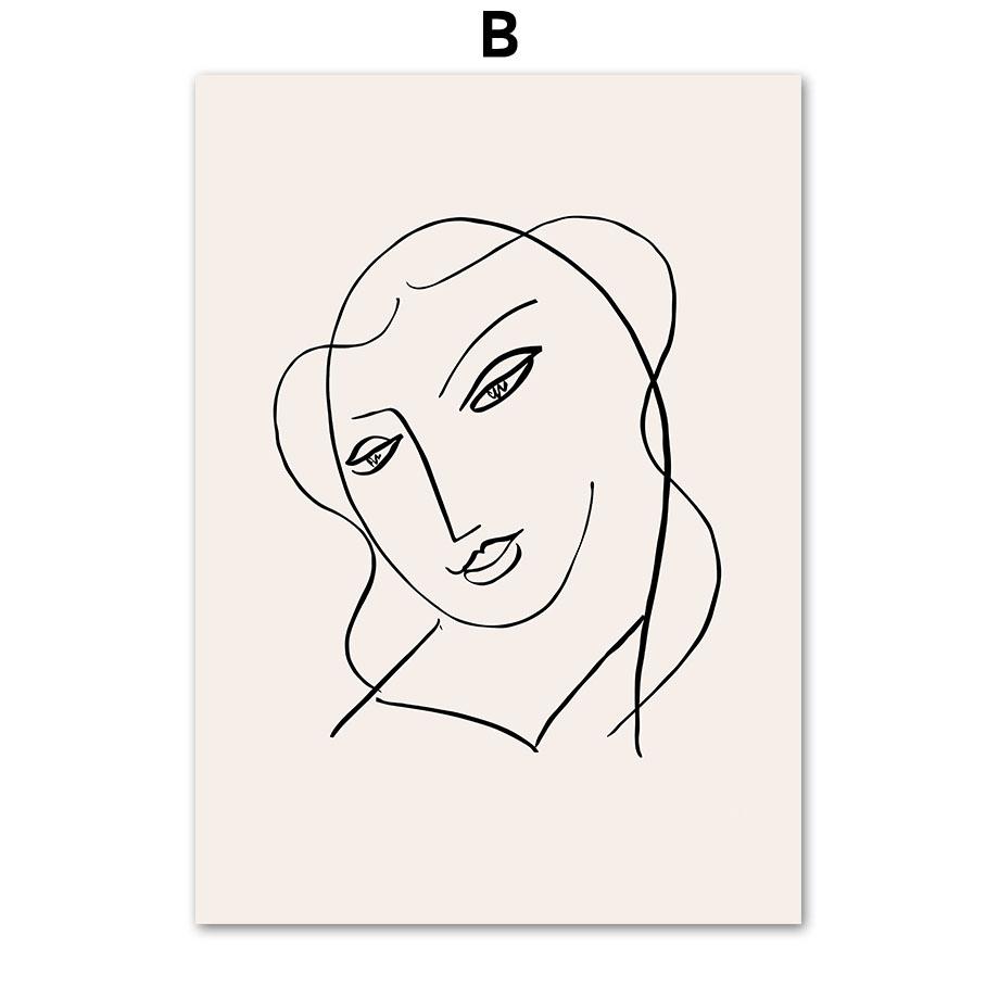 Бежевый, черный, Анри Матисс, линия портрета, коралловый, настенная живопись, холст, живопись, постеры и принты, настенные панно для декора гостиной