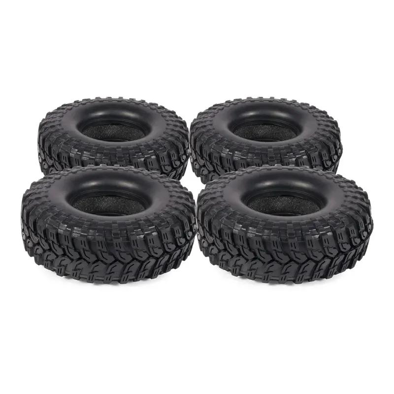 4PCS 115MM 1.9" Rubber Tires with Insert Foam for Beadlock Wheels Rim 1/10 RC Crawler Chassis SCX10 TRX4 Capra TF2 HB