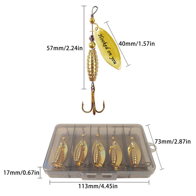 5/10 шт./коробка Блесна-вертушка Блестки с тройником Металлическая блесна Ложка Твердая рыболовная приманка с коробкой для рыболовных снастей Подарок на День отца