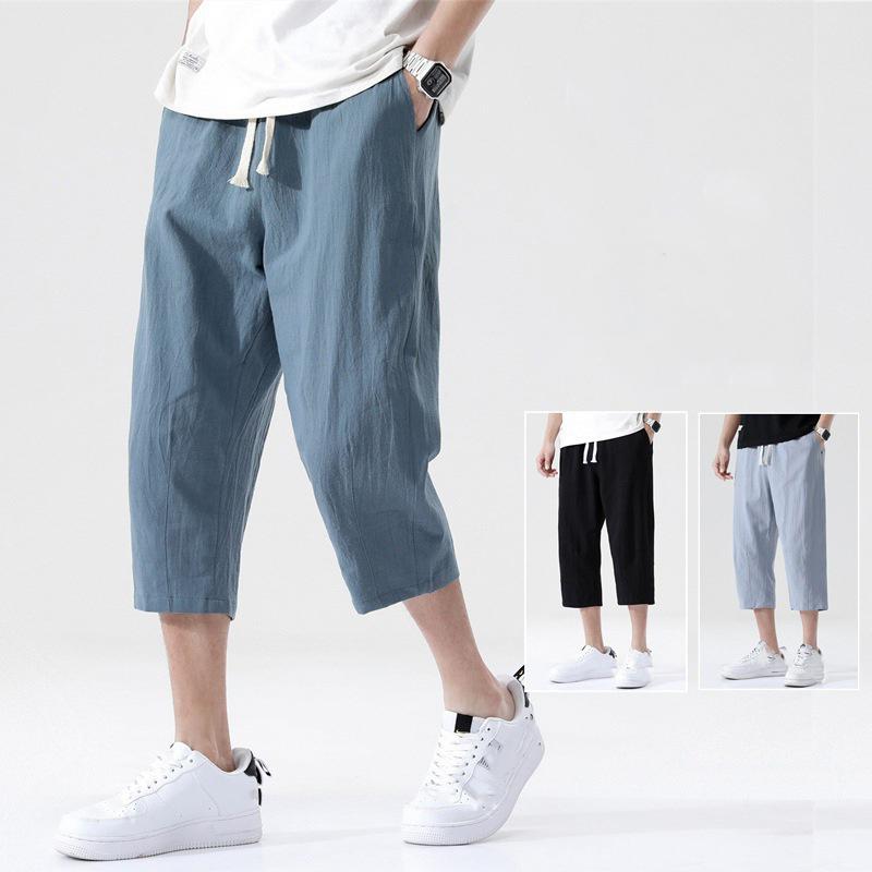 Летние повседневные льняные шорты, хлопковые прямые мужские легкие шорты, пляжные шорты