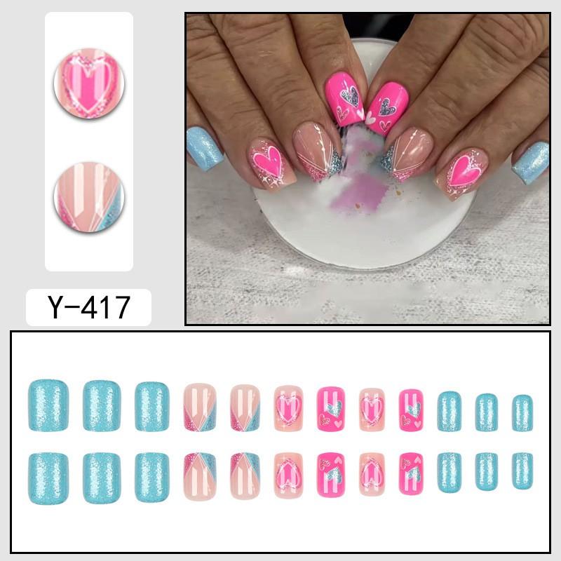 Short Press-On Nails Set With Floral Design Minimalist False Women Wearable Nail Tips In Multiple Colors