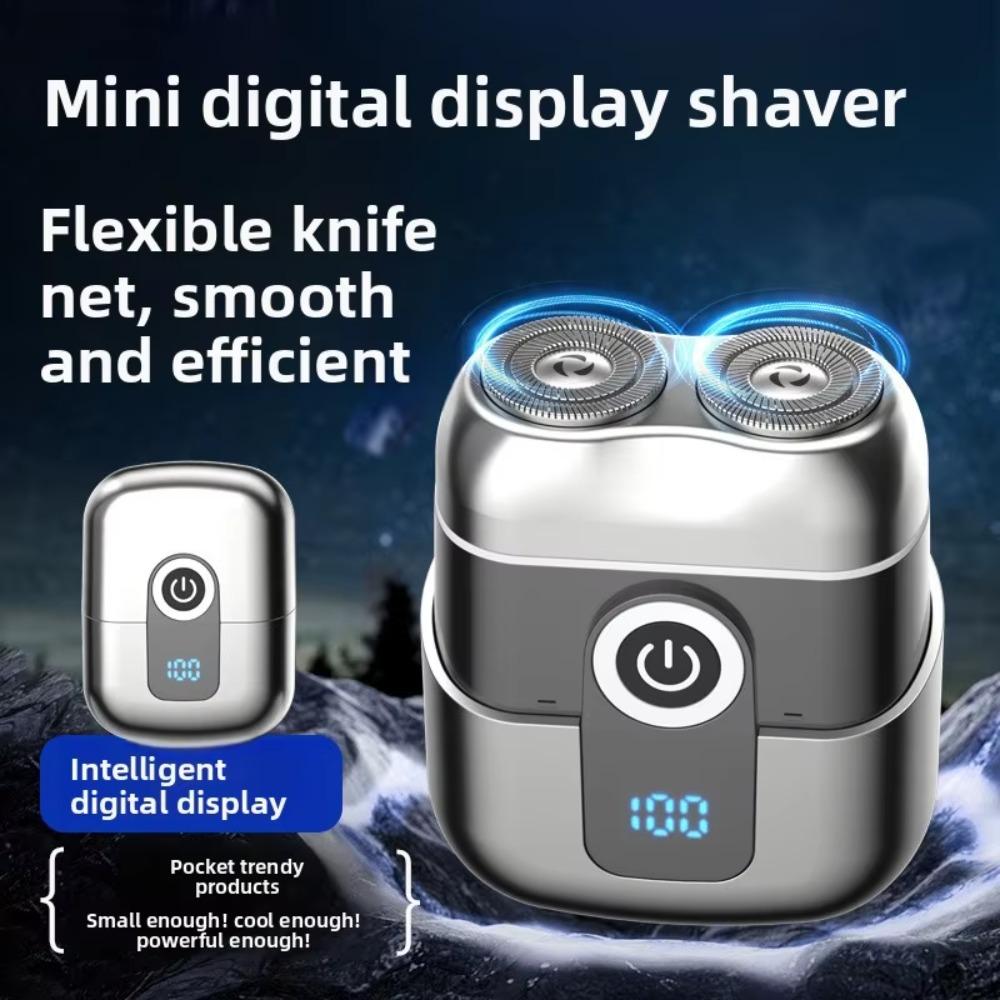 Double Head Mini Electric Shaver Magnetic Floating Men's Beard Trimmer Travel Use