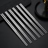 5 пар палочек для еды из нержавеющей стали, высокая твердость, многоразовые, противоскользящие, легкие, металлические палочки для еды, бытовые, термостойкие палочки для еды