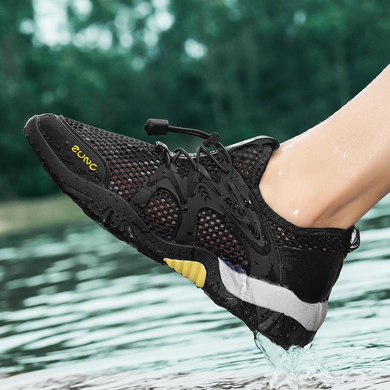 2025 лето новые кроссовки для ручья мужские быстросохнущие с крупной сеткой эластичная лента обувь для ходьбы по воде полая дышащая сетка спортивные сандалии