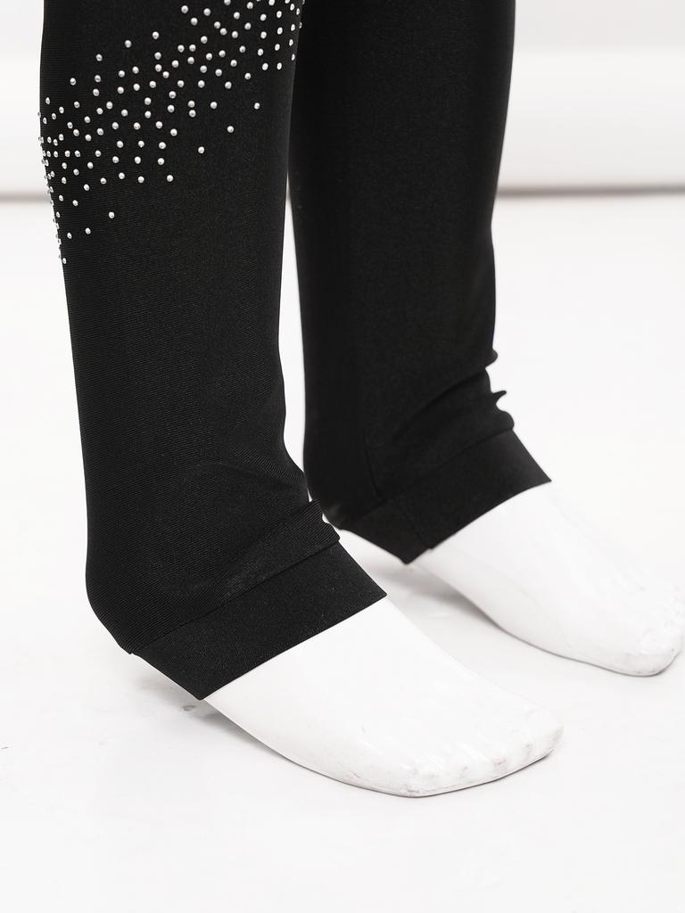 Детские штаны унисекс для фигурного катания со стразами, леггинсы для катания на коньках, тренировочная одежда