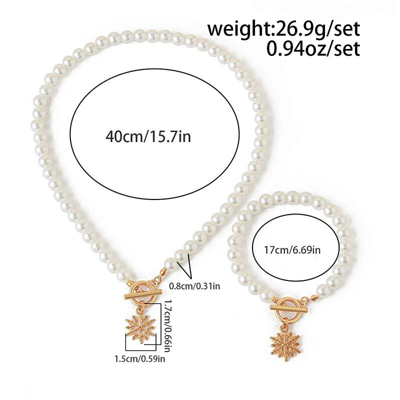 Imitation Pearl Chain Jewelry Sets Classic Choker Snowflake Pandent Necklace & Bracelet For Women Jewelry Gifts SN02