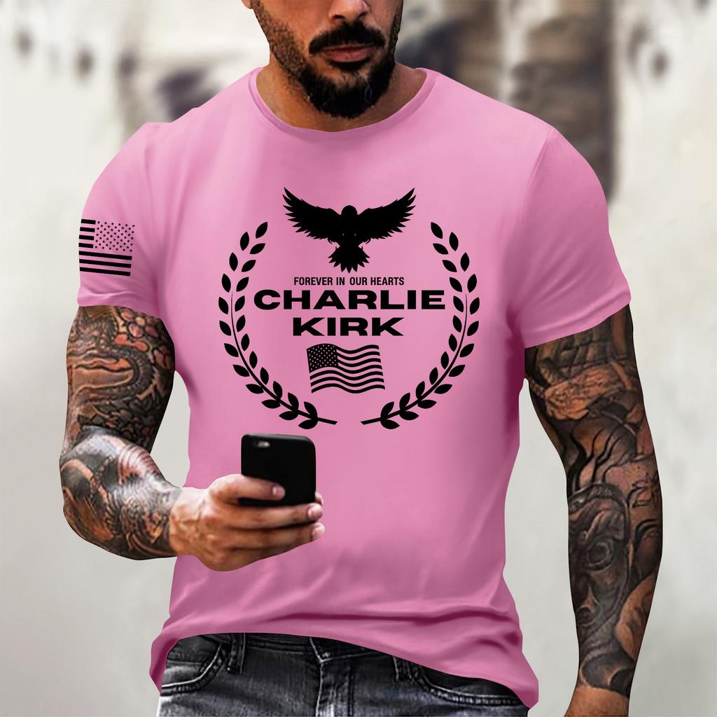 Fashionable Round Neck Short Sleeve Work Clothes Printed Tops For Mens Summer Tops