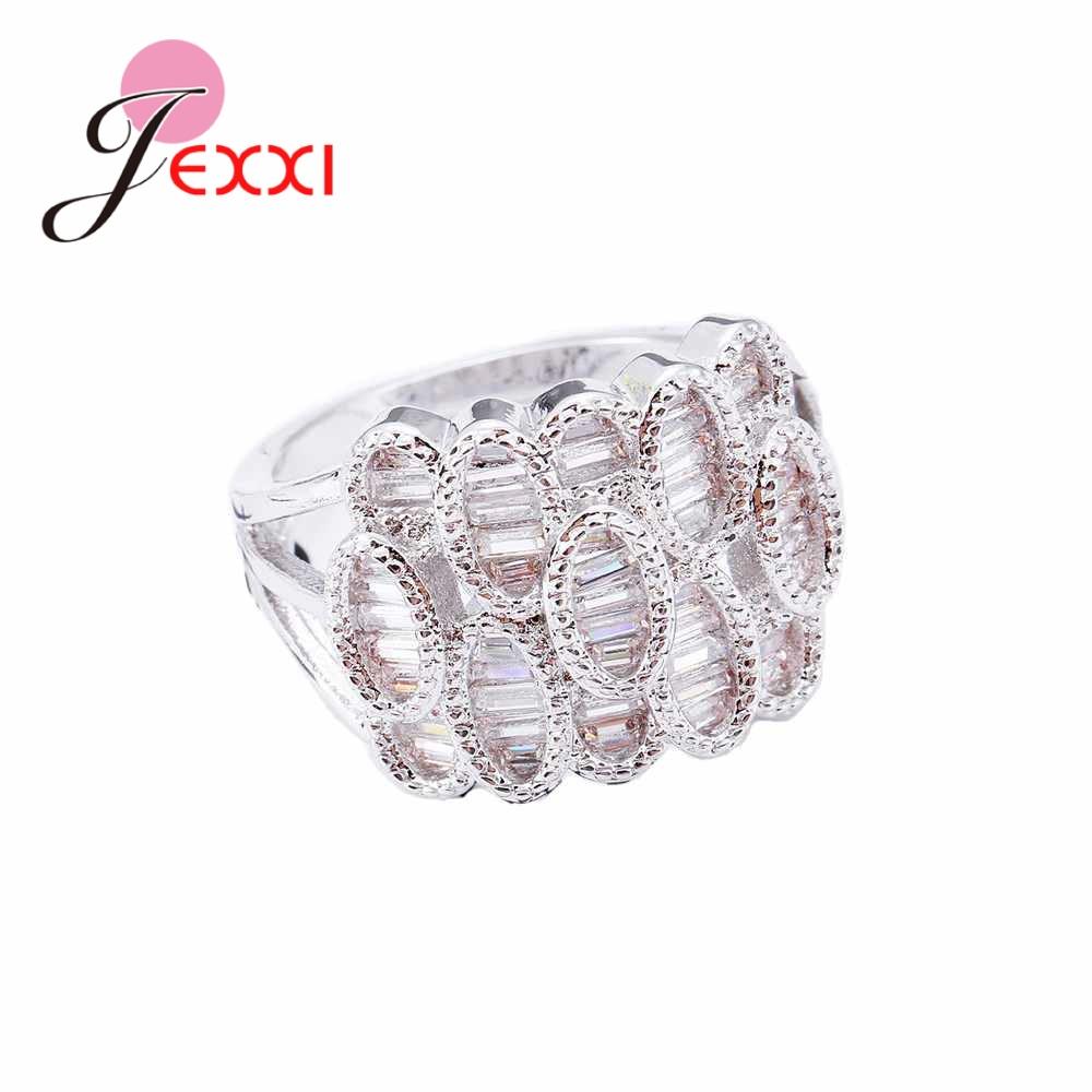 Trendy Women Silver Rings Jewelry Cubic Zircon Crystal Wedding Band Ring for Female 925 Sterling Silver Anillos Bague
