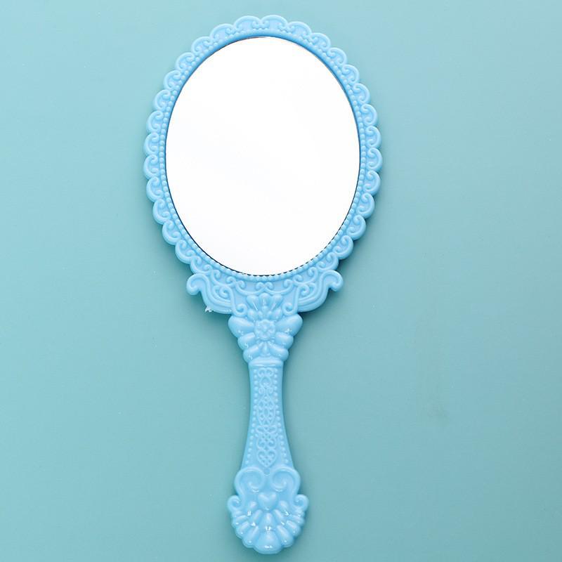 Electroplated Retro Lace Handheld Makeup Mirror - Portable Vintage Style Vanity Mirror