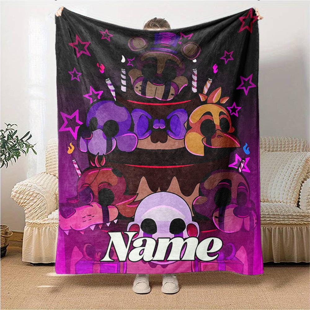 Custom Name Five Nights Freddy's Party blanket for Couch & Bed, Plush Cozy Fuzzy Blanket Super Soft & Warm Blankets for Fall and Winter. 0908137