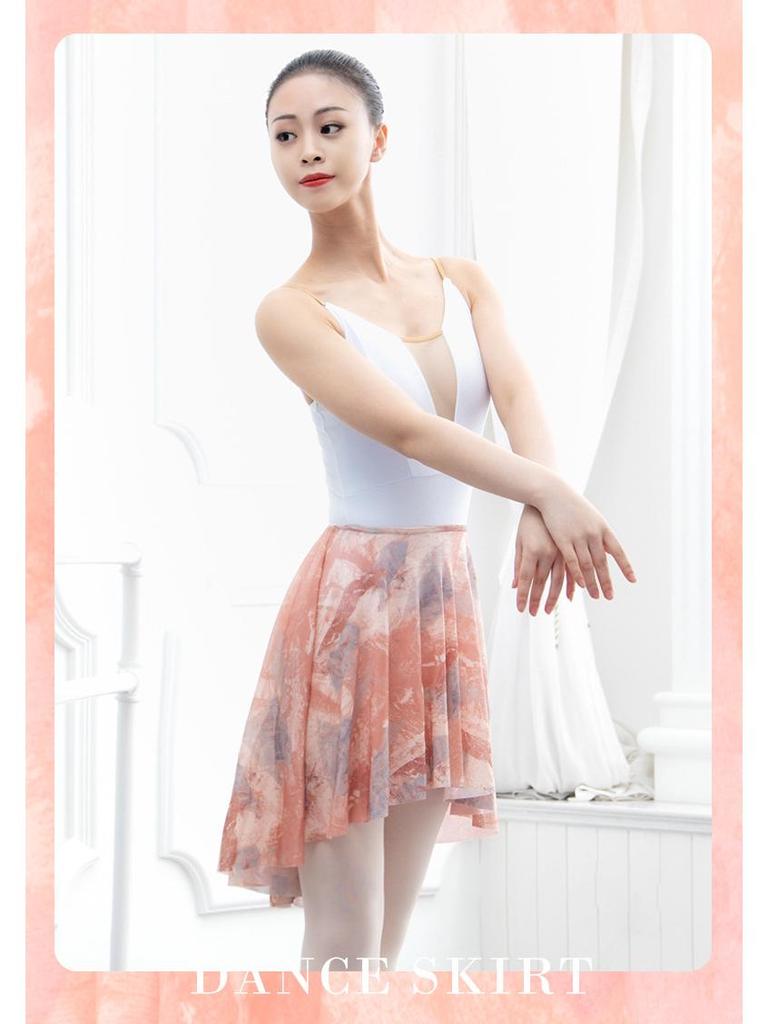Эластичная талия Неравномерная сетчатая балетная танцевальная юбка для женщин