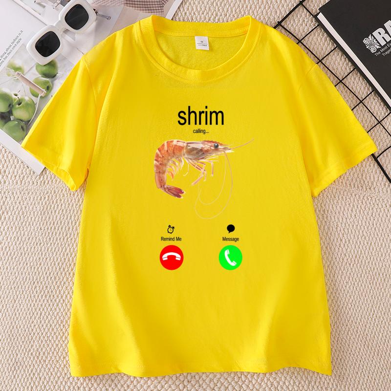 Funny Shrimp Calling TShirt Summer Unisex Unisex Humor Tee Seafood Lovers T Shirt Beach Cotton Short Sleeve Round Neck Tees