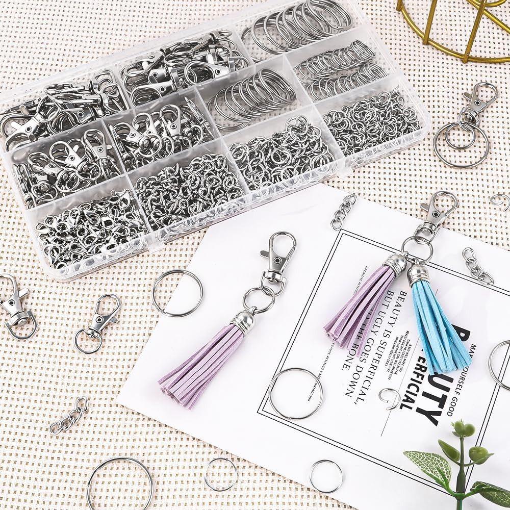 265 шт. Набор для изготовления брелоков с поворотными карабинами, соединительные кольца, набор для рукоделия, материалы для брелоков
