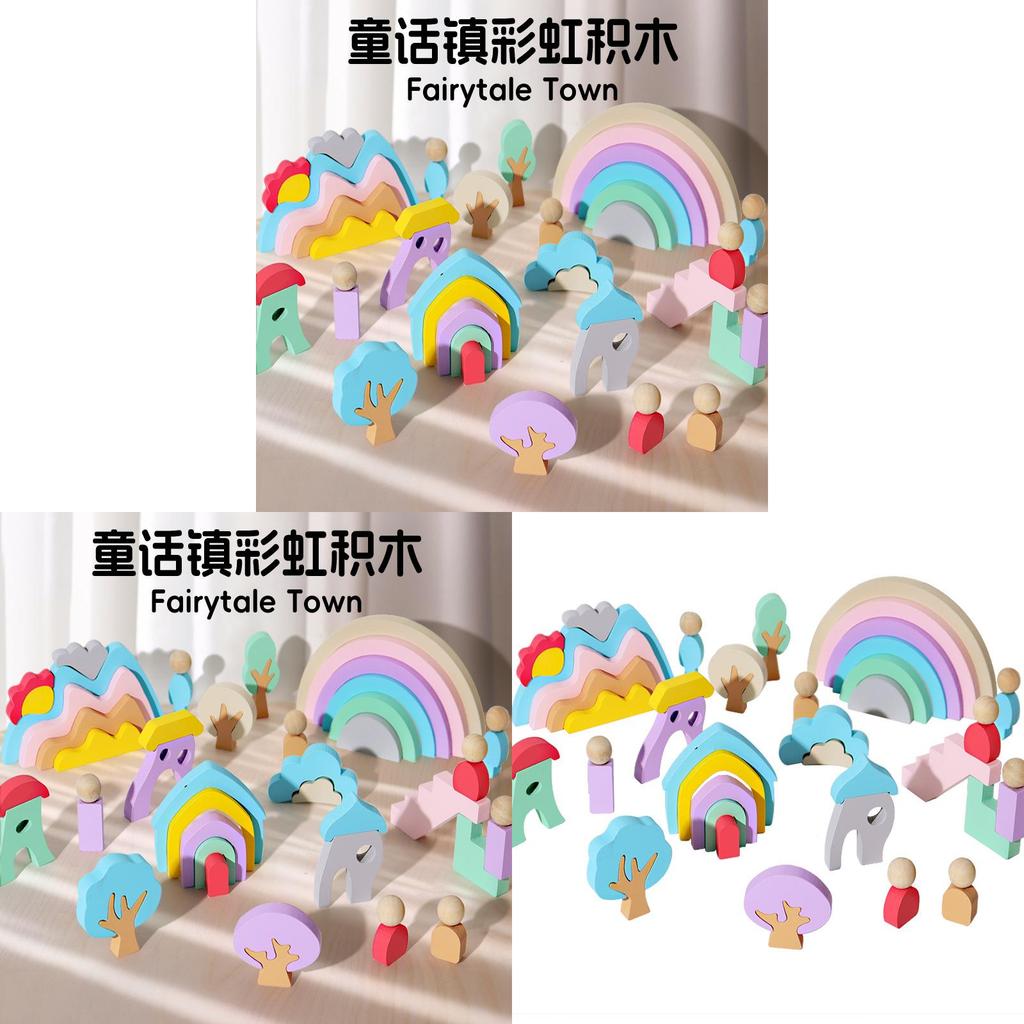 Wooden Rainbow Play Blocks For Toddlers And Early Education Homeschool Fun