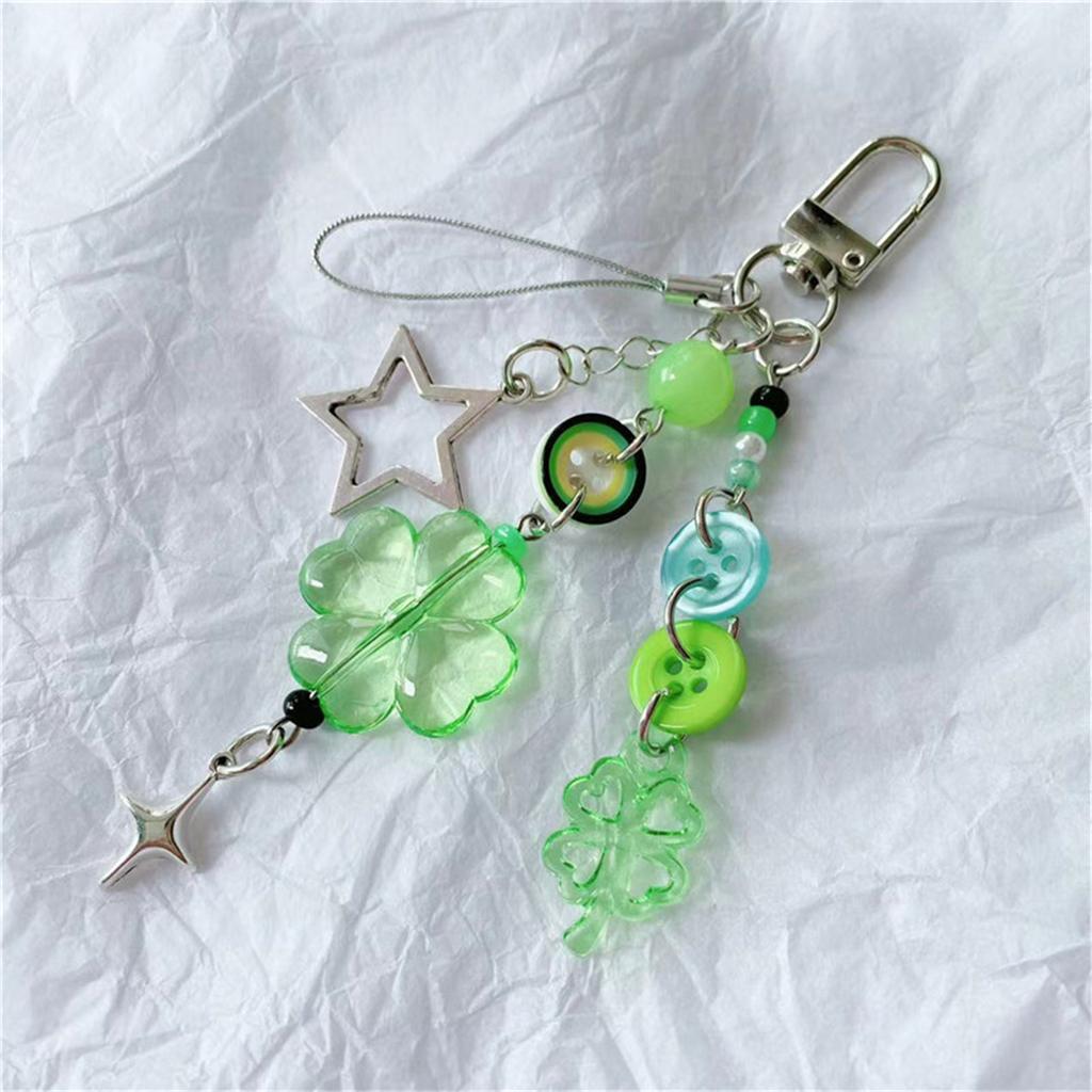 Stylish Lucky Clovers Phone Charm Handmade Craft Supplies Resin and Alloy Phone Chain for Bags and Adults Daily Use