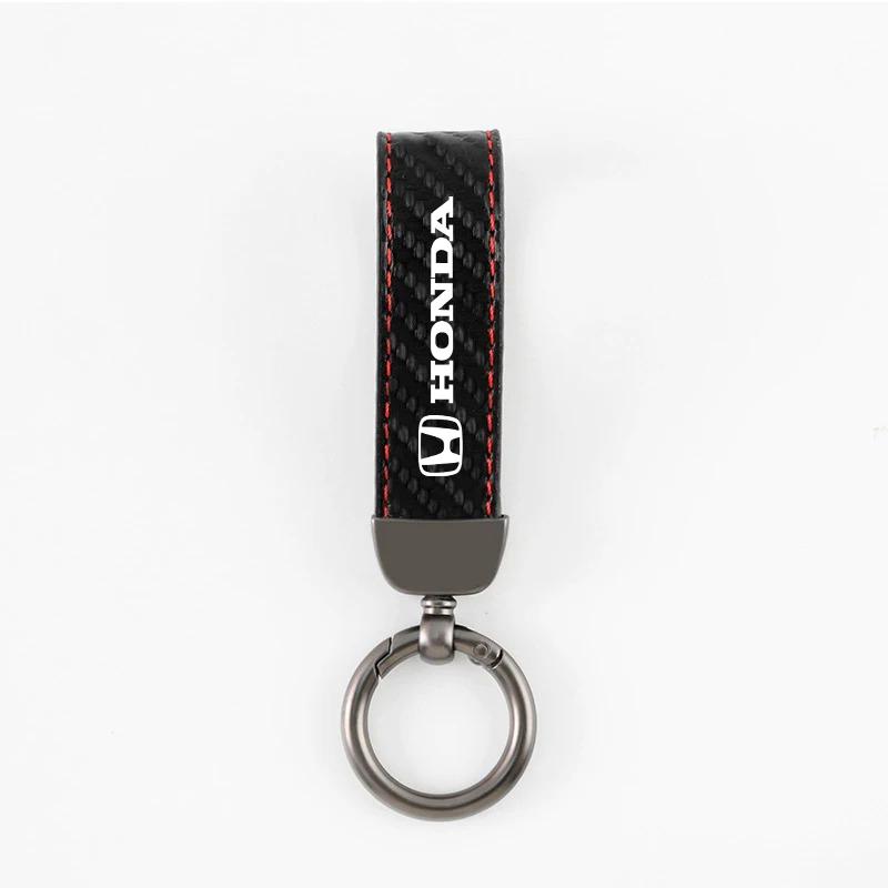 CPS1 Carbon fiber Leather Car Keychain Buckle For Honda Civic Fit Jazz Accord Pilot CRV Odyssey Passport City Keyring Accessories