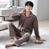Фланелевая пижама мужская осенне-зимняя коралловый флис большого размера утолщенный флис теплый островной флис с длинным рукавом комплект домашней одежды