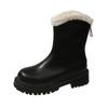 Short Tube Snow Boots for Women  Winter New Waterproof and Plush Solid Color Mid Tube Warm Casual Women's Cotton Shoes